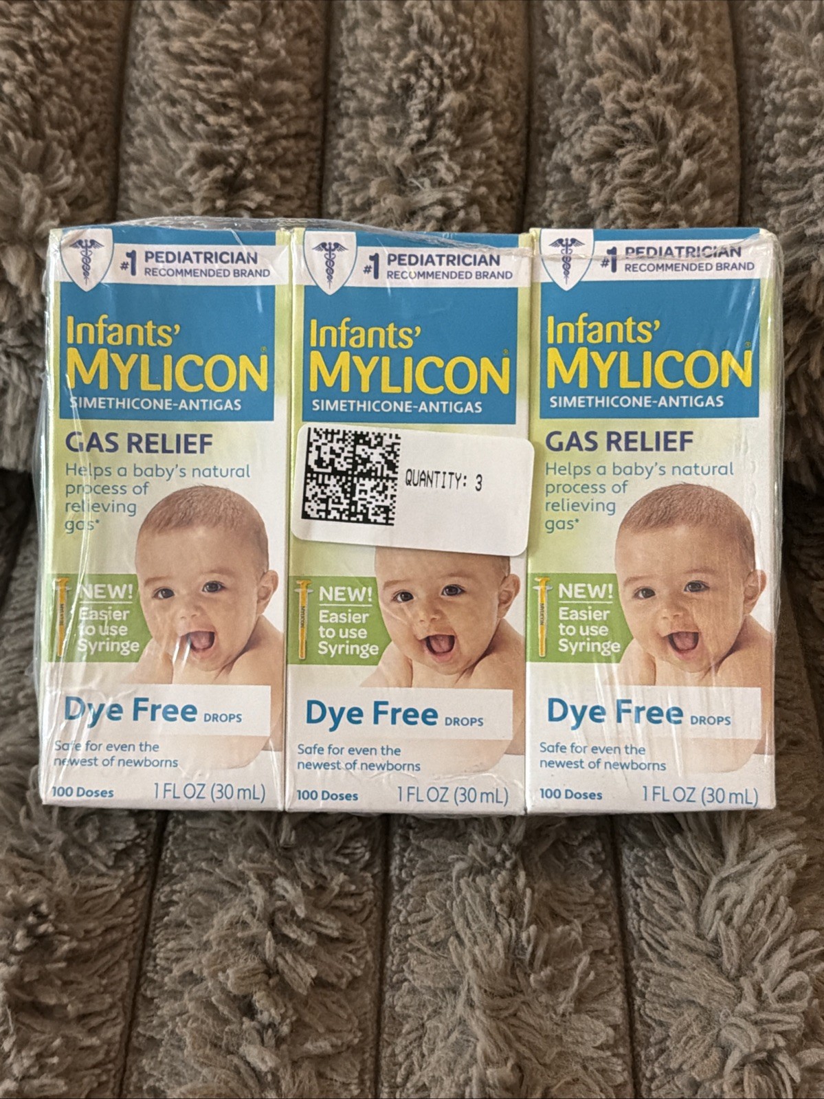 (3) Mylicon Infants Gas Relief Drops, Dye Free, 1.0 fl oz Exp 02/2028