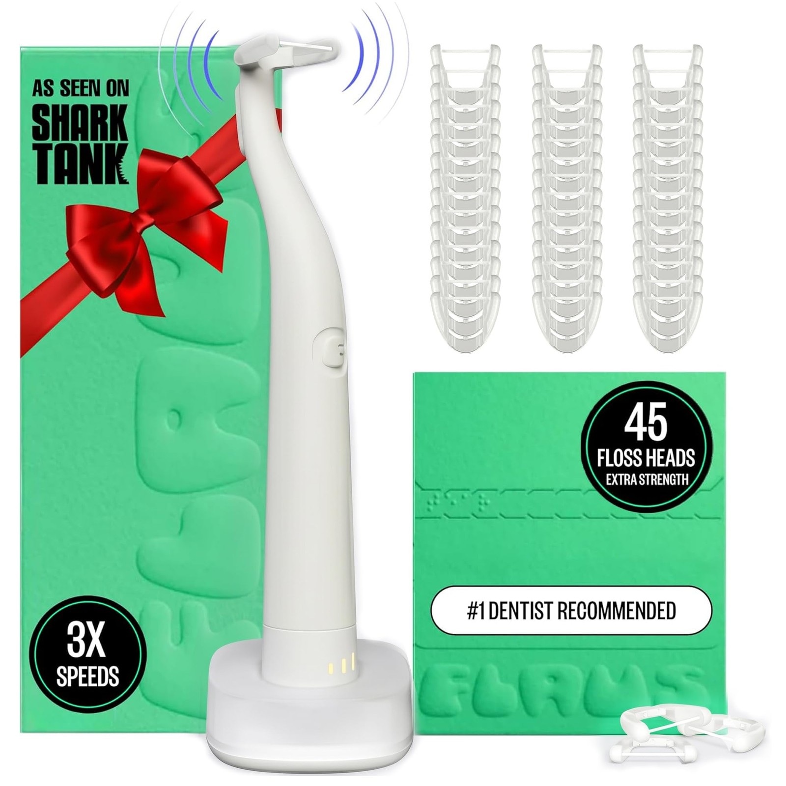 Electric Flosser Portable Vibration Plaque Remover Teeth Cleaning White 2FK