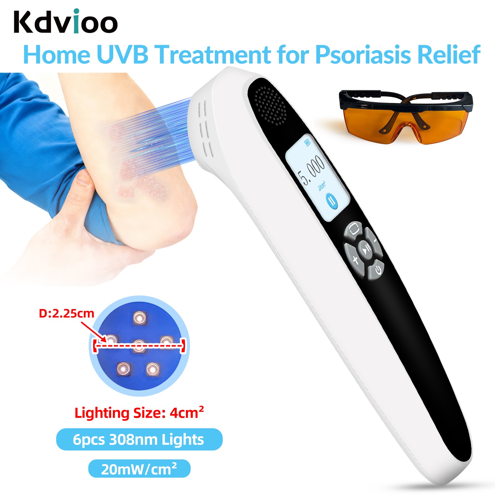 308nm Blue Light Therapy Device For Skin Diseases Portable Phototherapy Lamp US