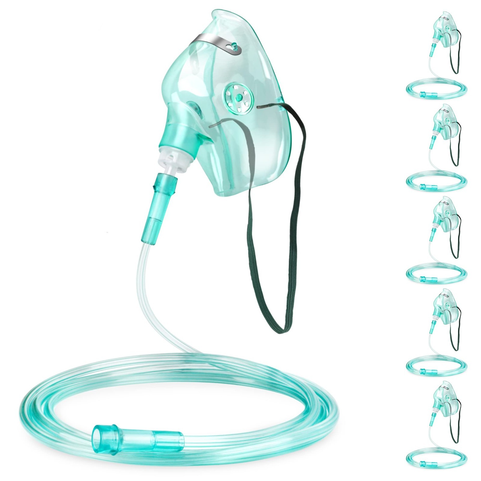 5PCS L Oxygen Mask with 6.6 Ft Tubing and Adjustable Elastic Strap, Adult Oxyge