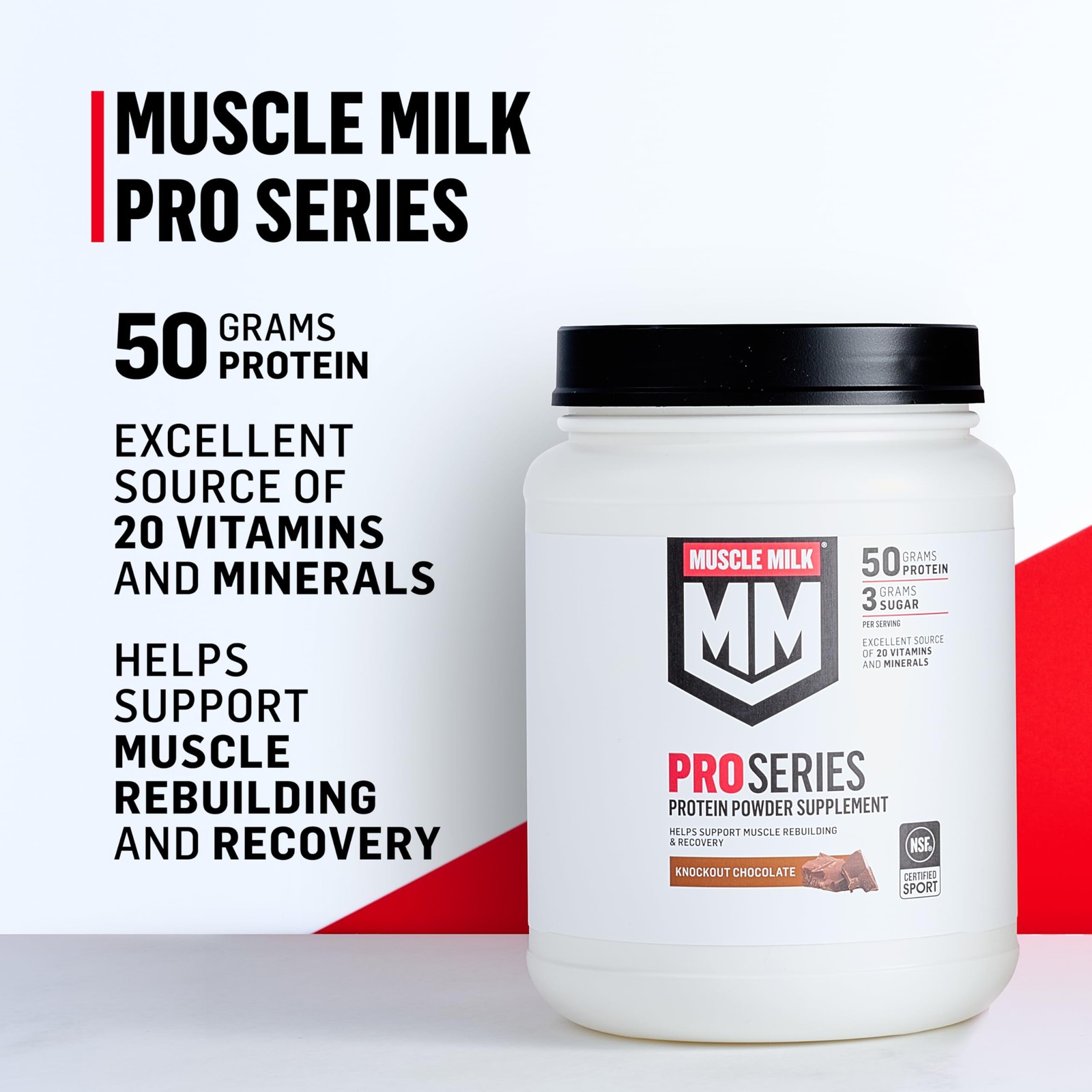 Protein Powder Muscle Milk Pro 5 Pound Knockout Chocolate 3g Series Supplement