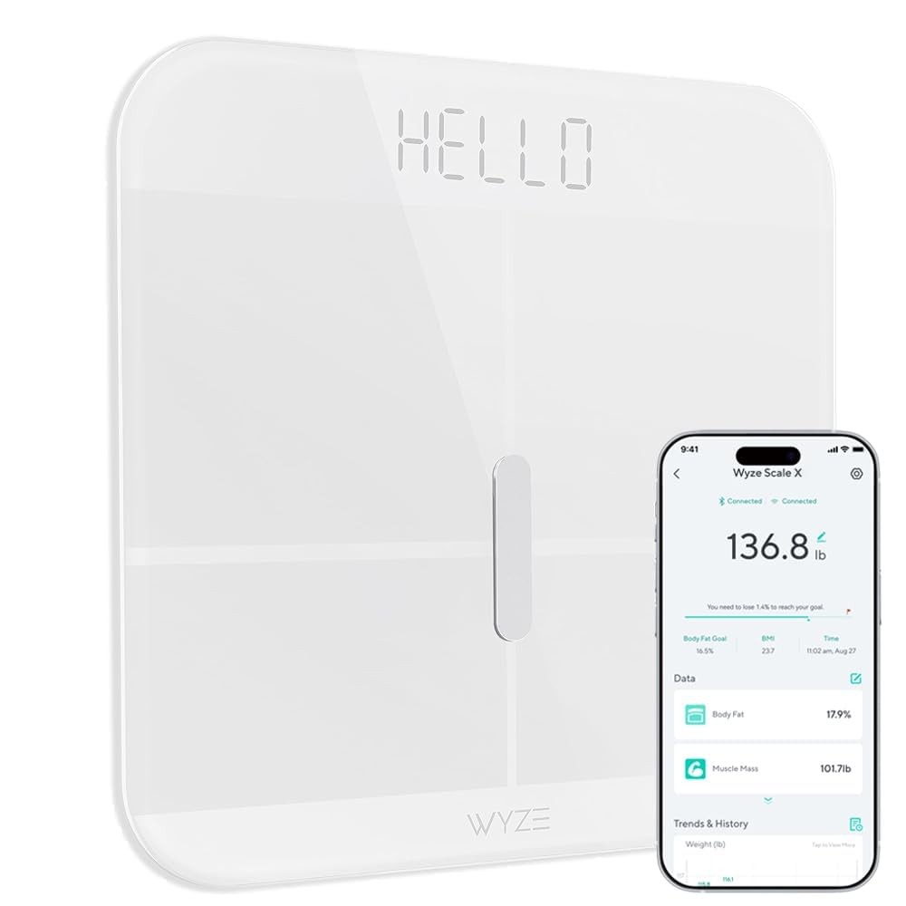 Smart Scale Digital Bathroom Body Weight Fat Tracker White WSCALX W Wyze