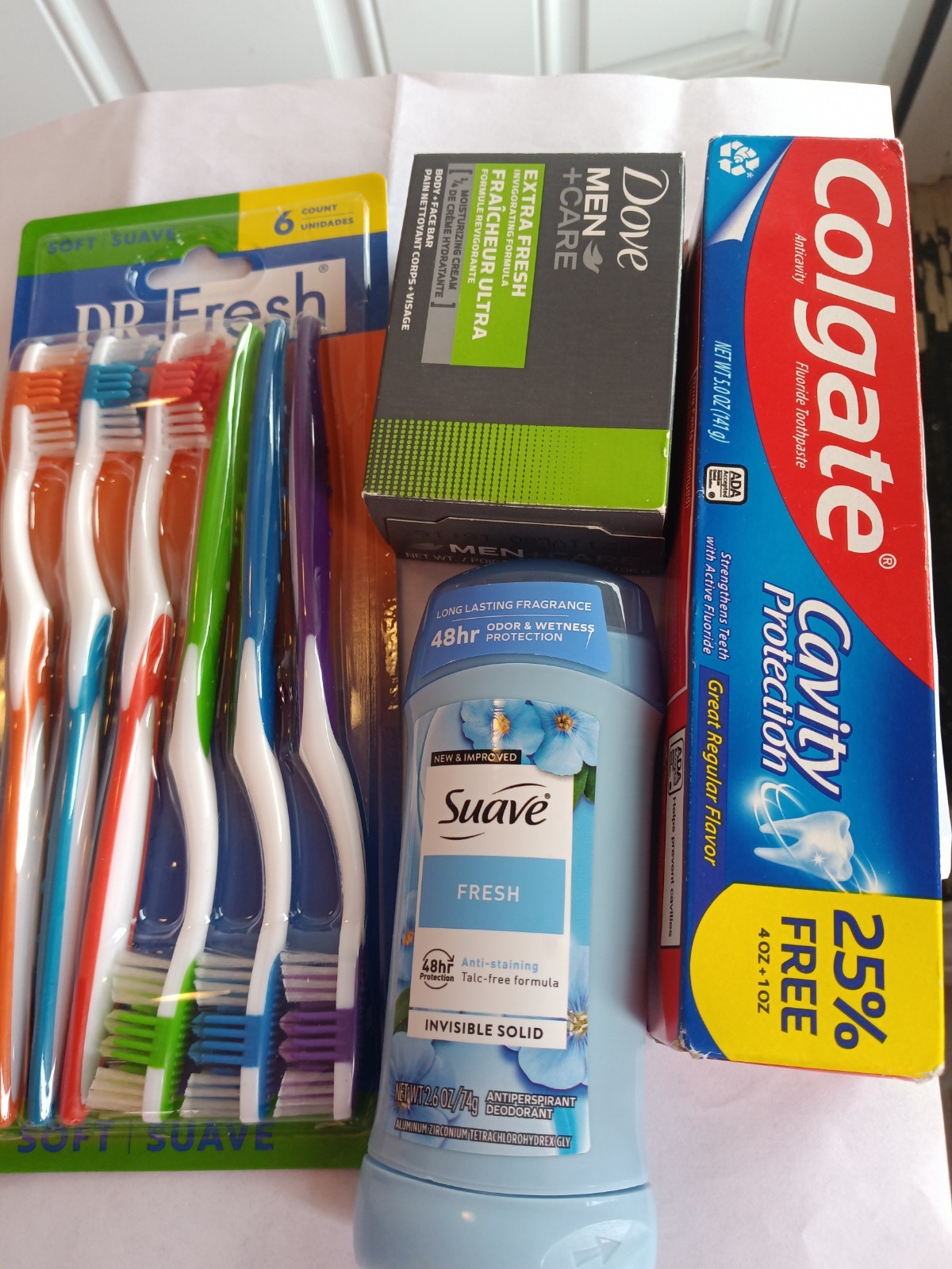 personal care bundle toothbrush Colgate soap deodorant dove hygiene kit new