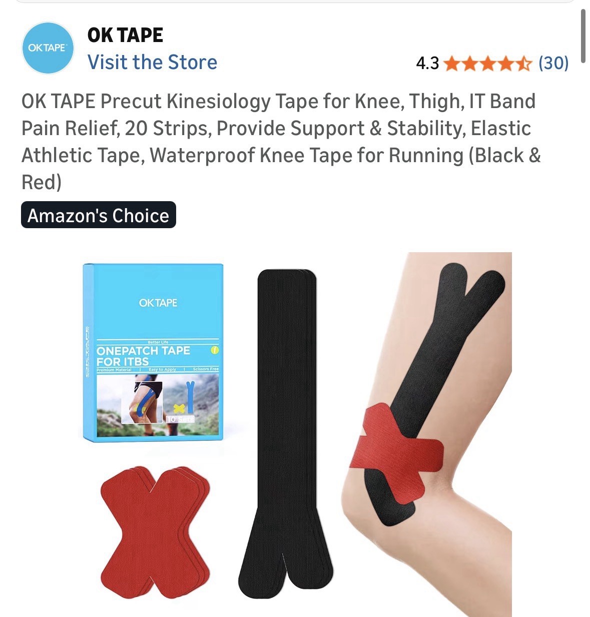 OK TAPE Kinesiology One Patch For It Band 10 Sets Better Life Black Red