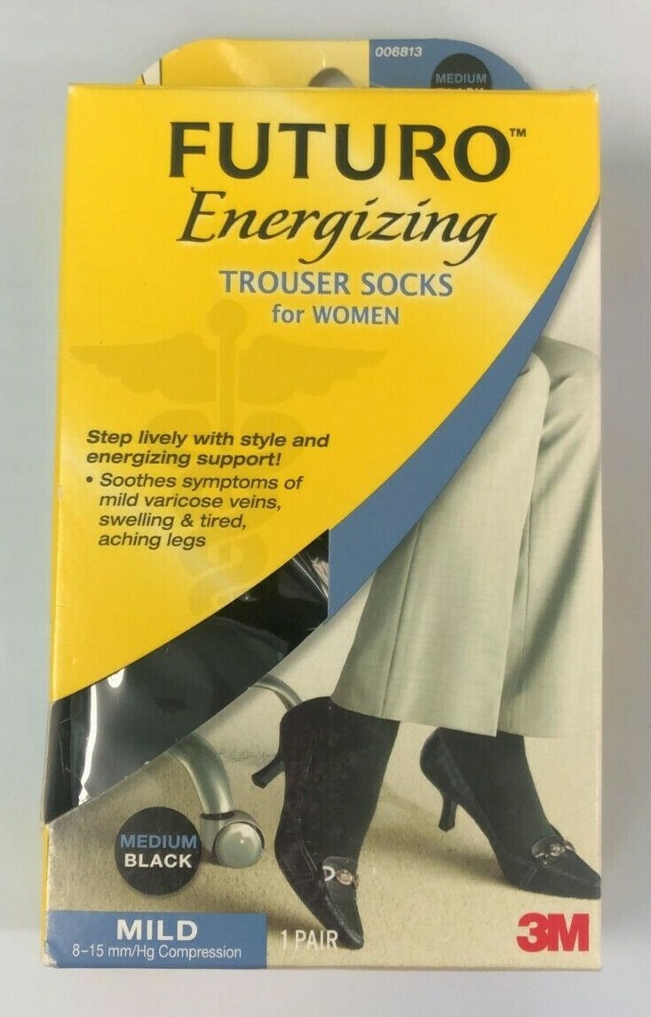 Futuro Energizing Trouser Socks for Women Mild Compression, Black Medium 006813