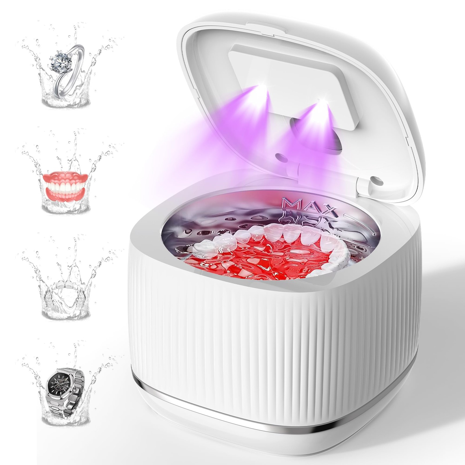 2025 upgraded 3-in-1 version Ultrasonic Retainer Cleaner Machine, White