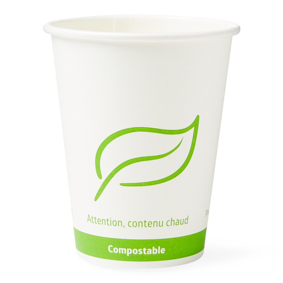 Compostable Paper Hot Beverage Cups, 8 Oz., Bag of 50