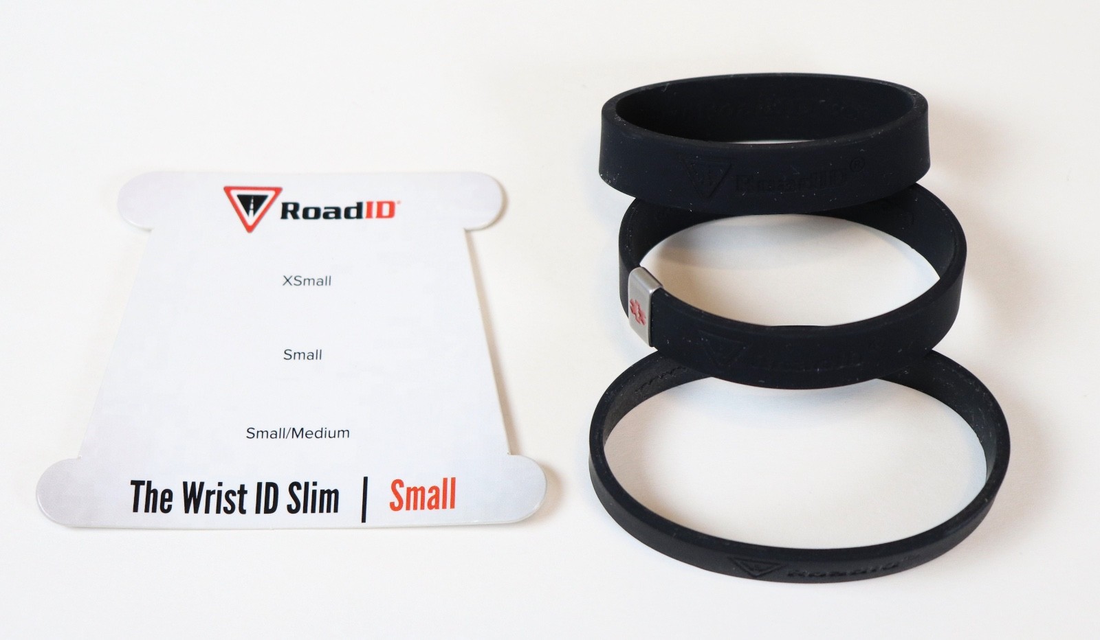 ROAD iD 3 Pack Slim Wrist Bands Black XS S M Silicone Replacement Bands NEW