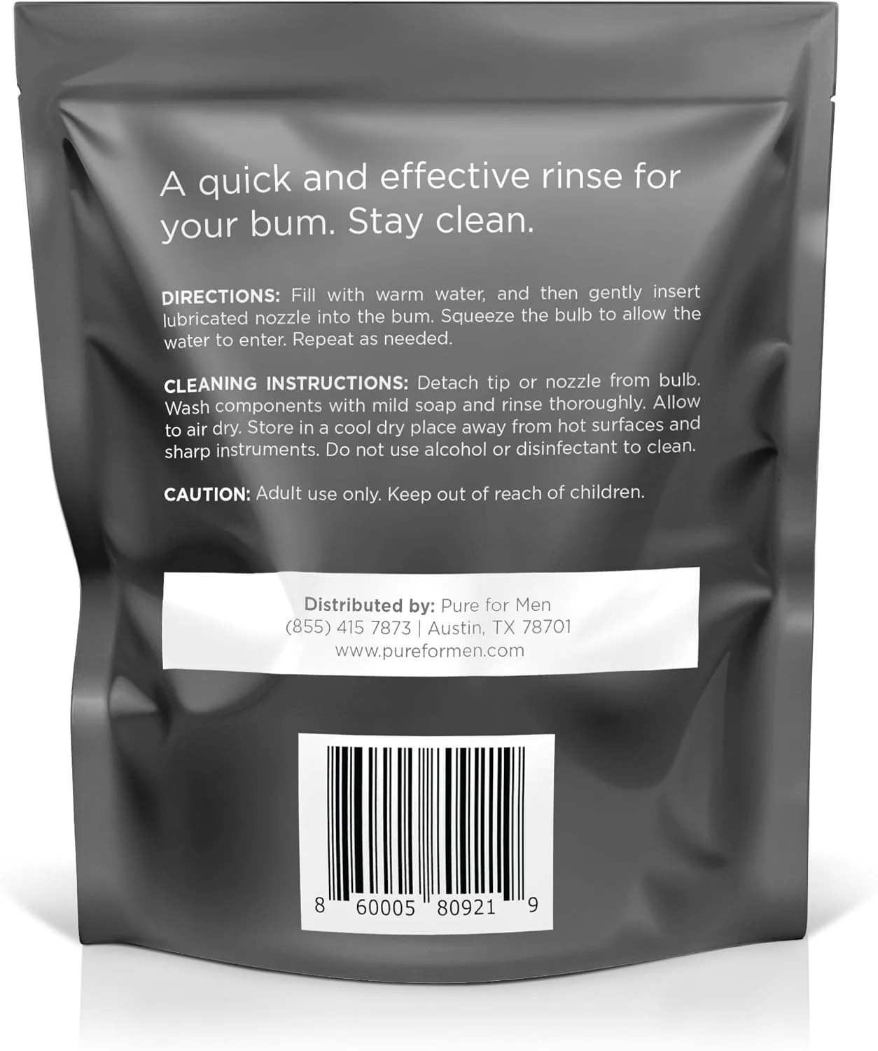 Pure for Men Bum Bulb | Anal Douche Kit with Detachable Tip | Reusable Enema, Ea