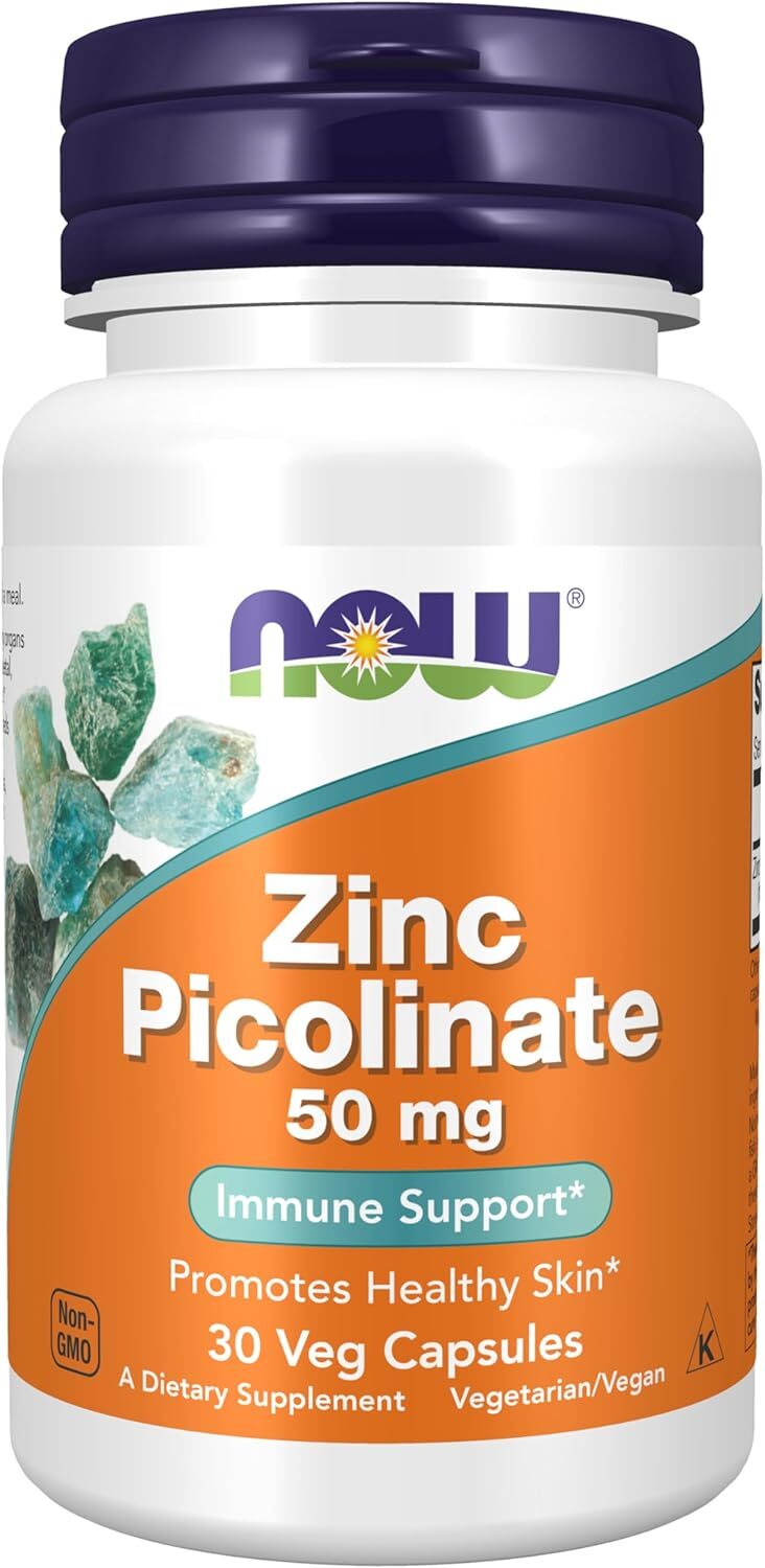 NOW Foods Suplementos, Picolinato de Zinc 50 mg, Apoya las Funciones Enzimática