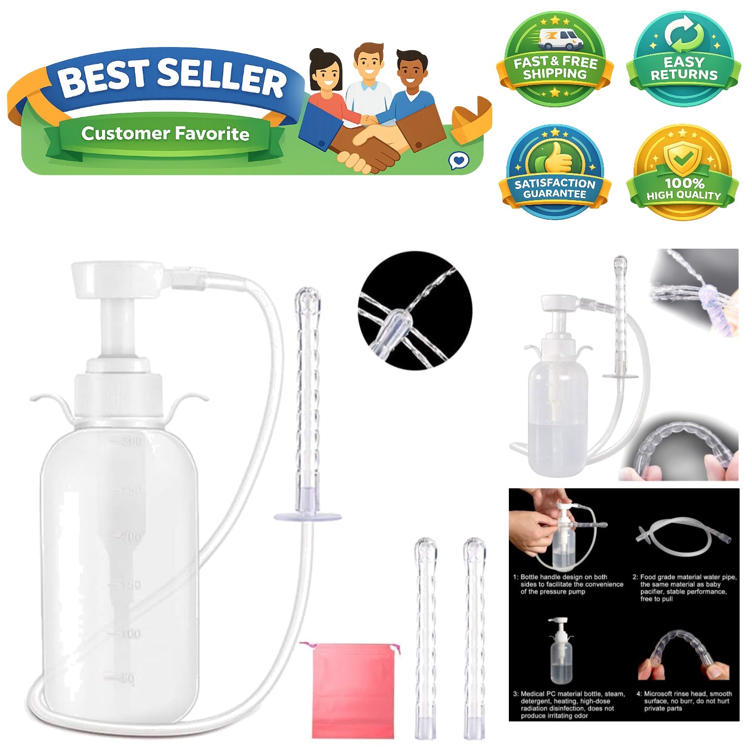 Portable Vaginal Cleansing System – 100% Safe with Doctor’s Approval – 300ml