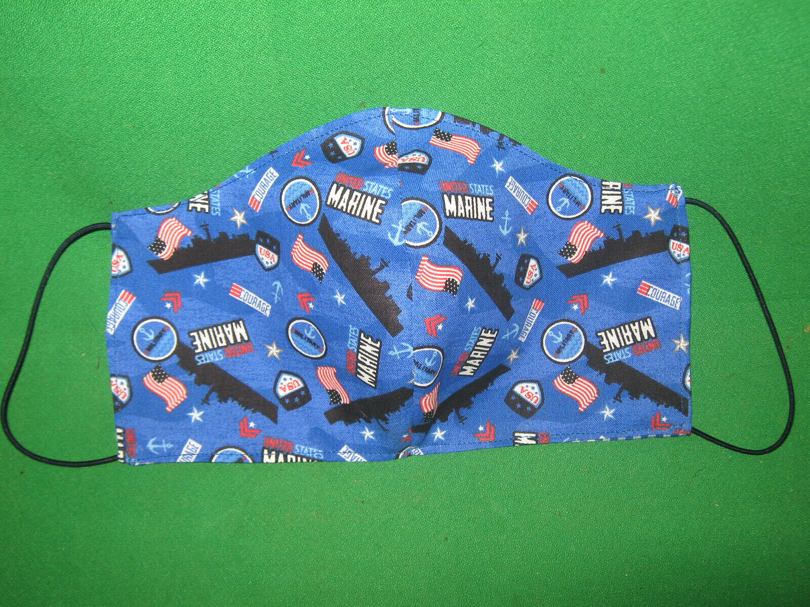 Marine Corp Face Mask Washable ~ Reusable 100% Cotton Reversible Blue/Red Print