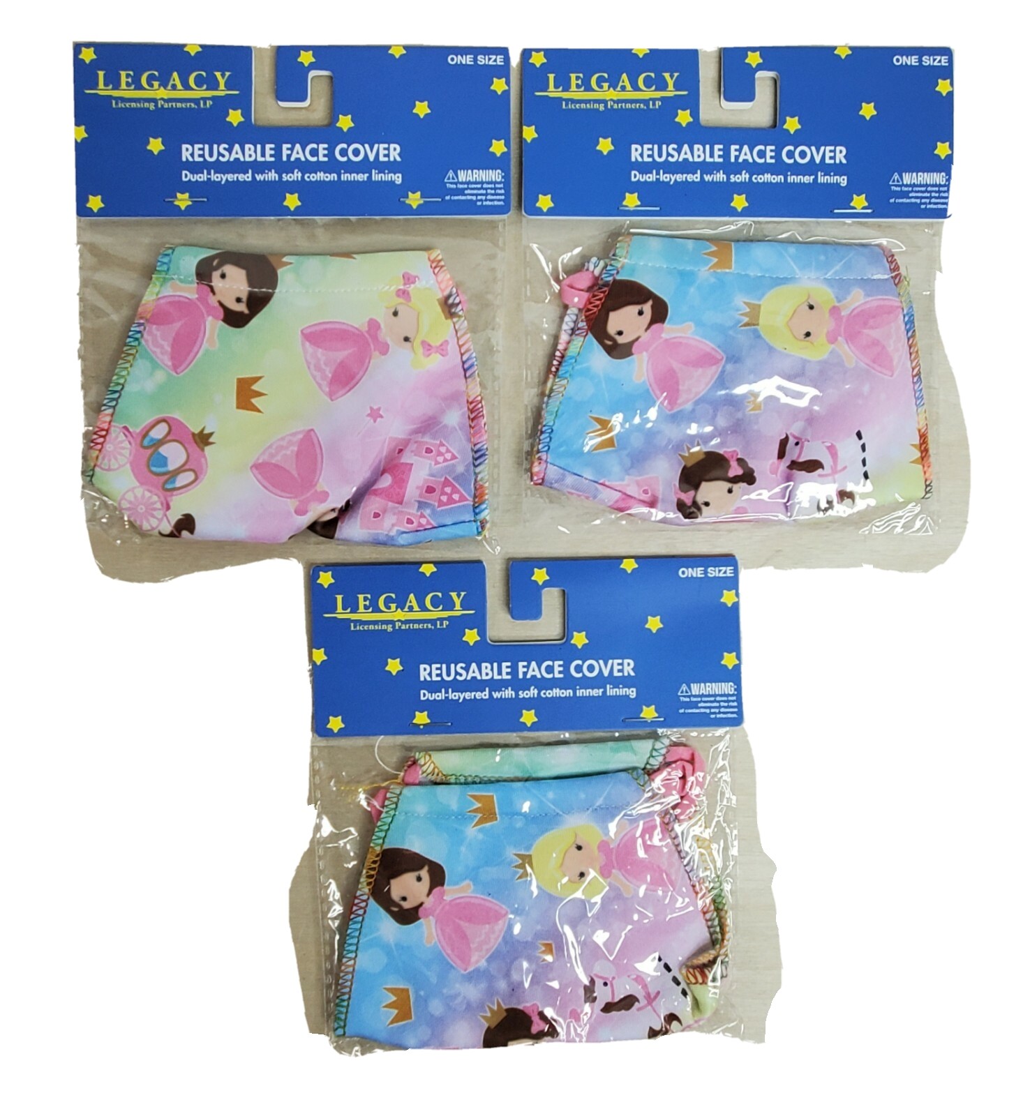 Lot Of 9 Reusable Cloth Fabric Face Cover Mask Princess Print Children