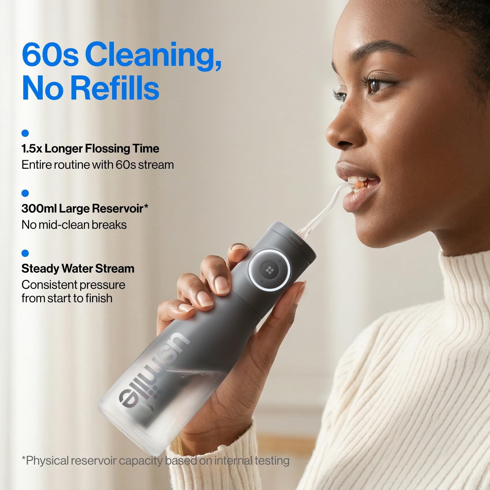 Cordless Water Flosser 300ml IPX7 Waterproof USB C Rechargeable usmile C30