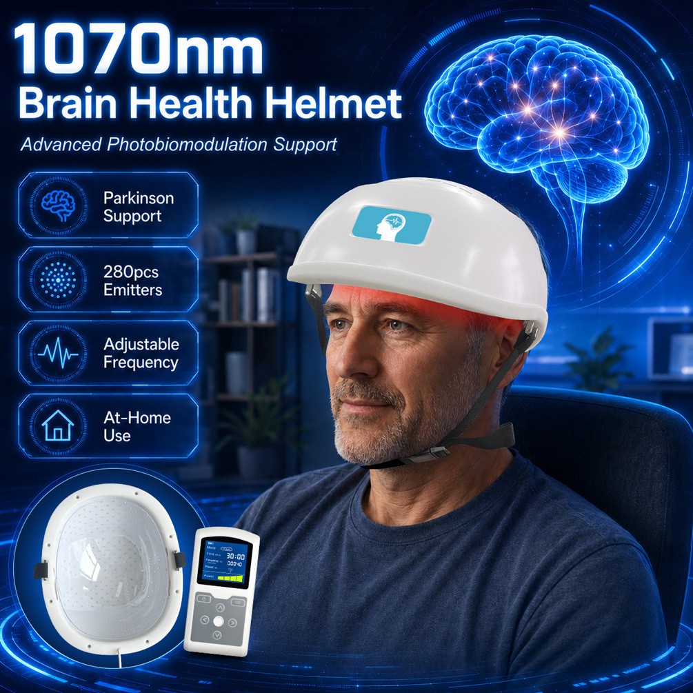 1070nm Near Infrared Light Therapy Helmet for Parkinson Migraine PTSD 1-20000Hz