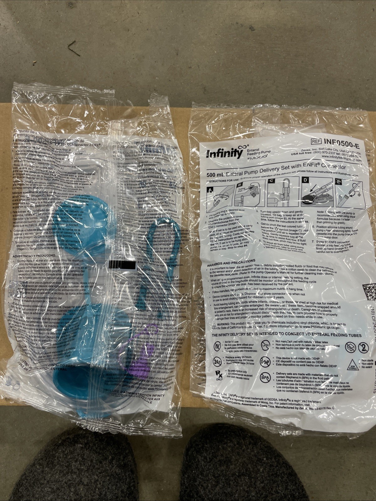 Infinity INF0500-E Enteral Pump 500ML Delivery Set With ENFit Connector Lot Of 2