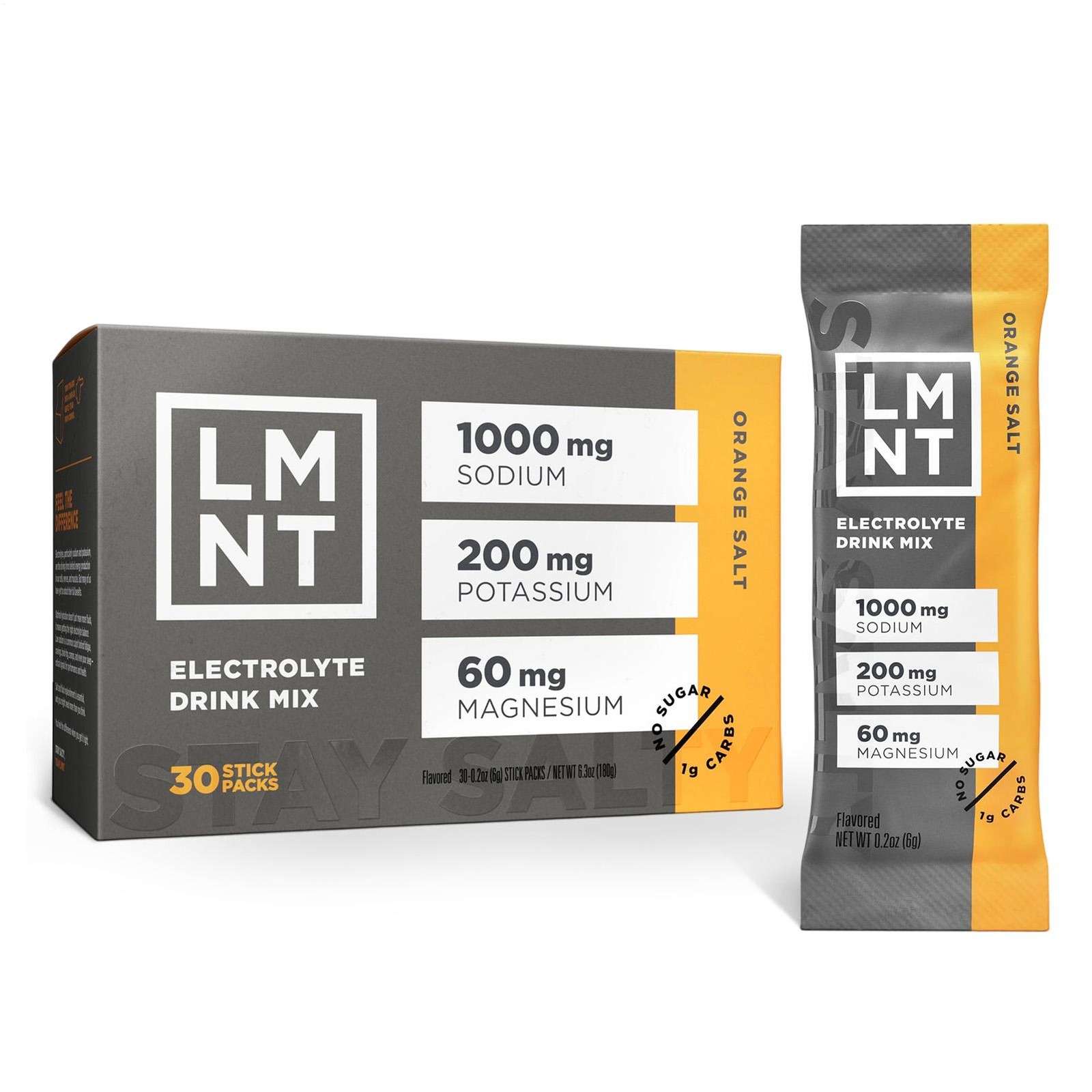 Drink Electrolyte LMNT Mix – Orange Salt – 30 Stick Packs – Exp 12/27