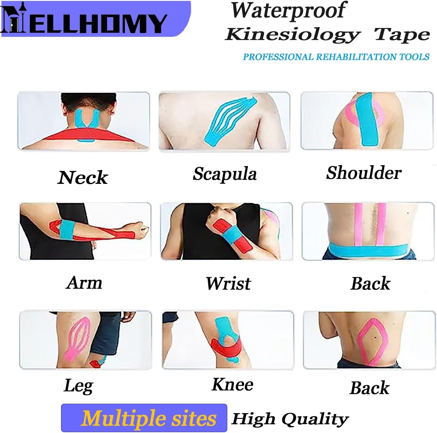 4 Rolls Kinesiology Tape Precut Original Cotton Elastic Athletic Tape,Muscle Tap