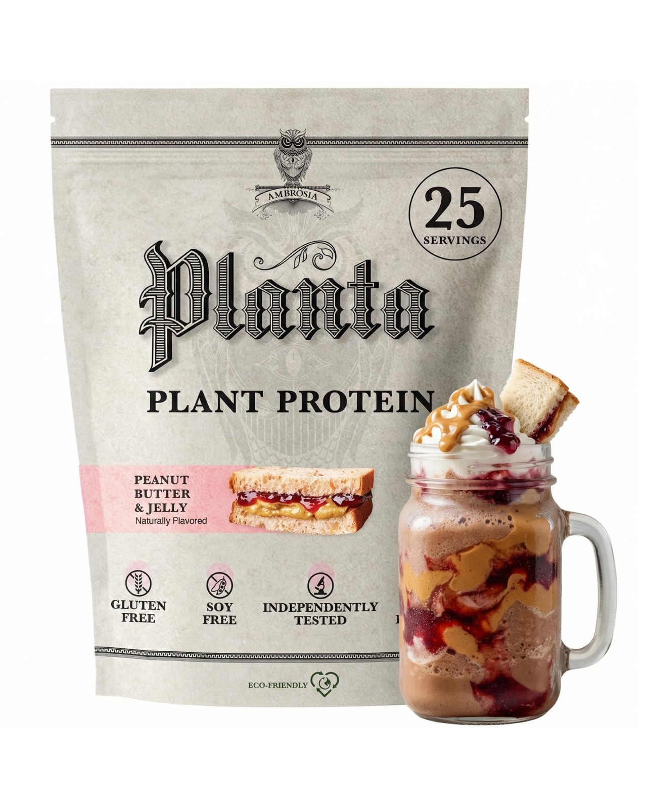 Protein Powder 20g Vegan Pea Plant Based Peanut Butter Jelly Ambrosia Clean