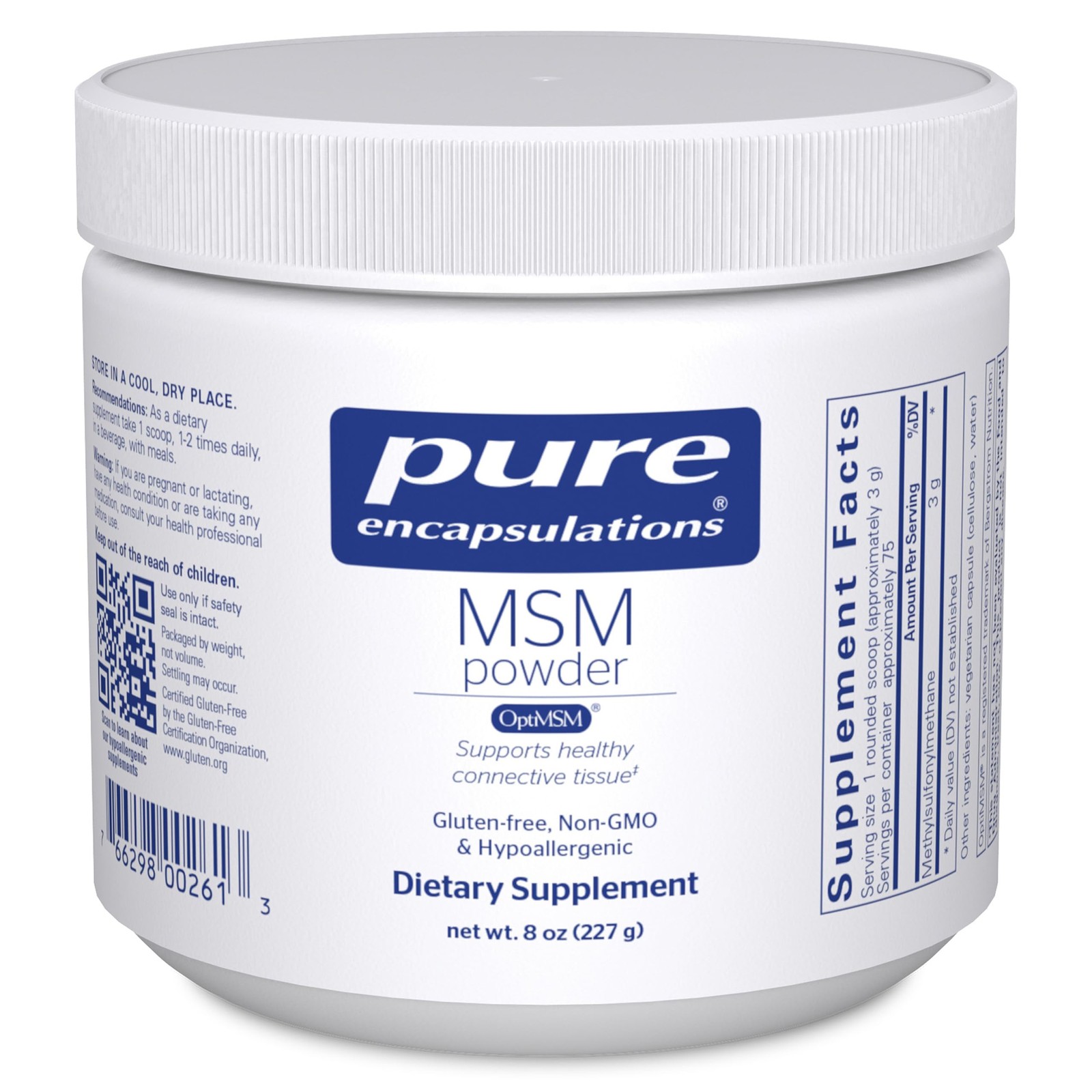 MSM Powder 8 Ounce Hypoallergenic Joint Immune Support Pure Encapsulations