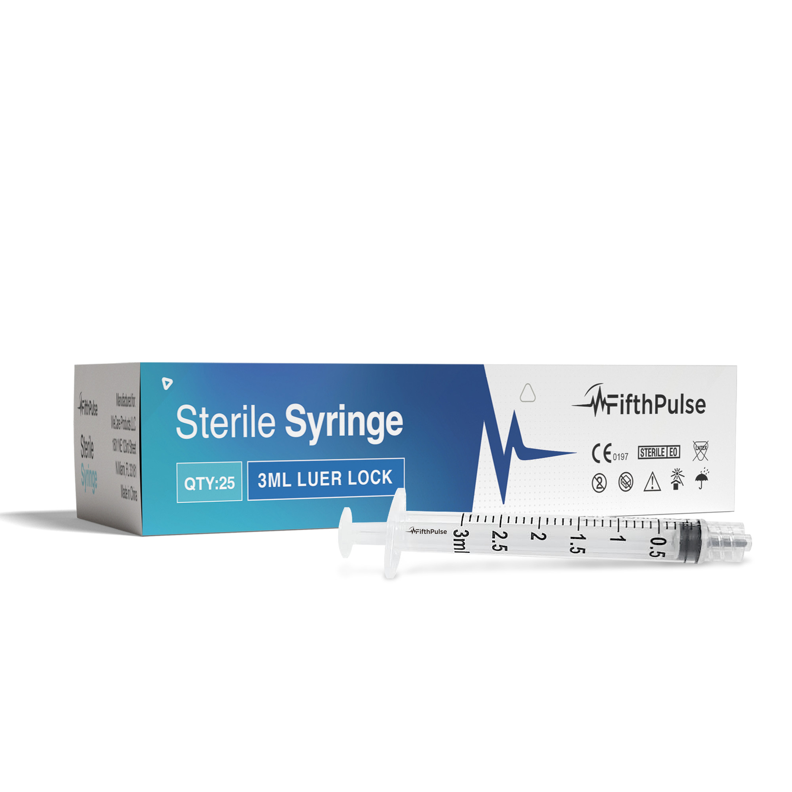 FifthPulse 3ml Syringe (NO Needle) – Measurement Dispensing, Sterile – 25 Pack