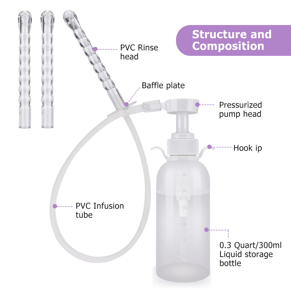 300 ml Reusable Vaginal Cleansing System Female Vaginal Rinse, Manual Cleanser
