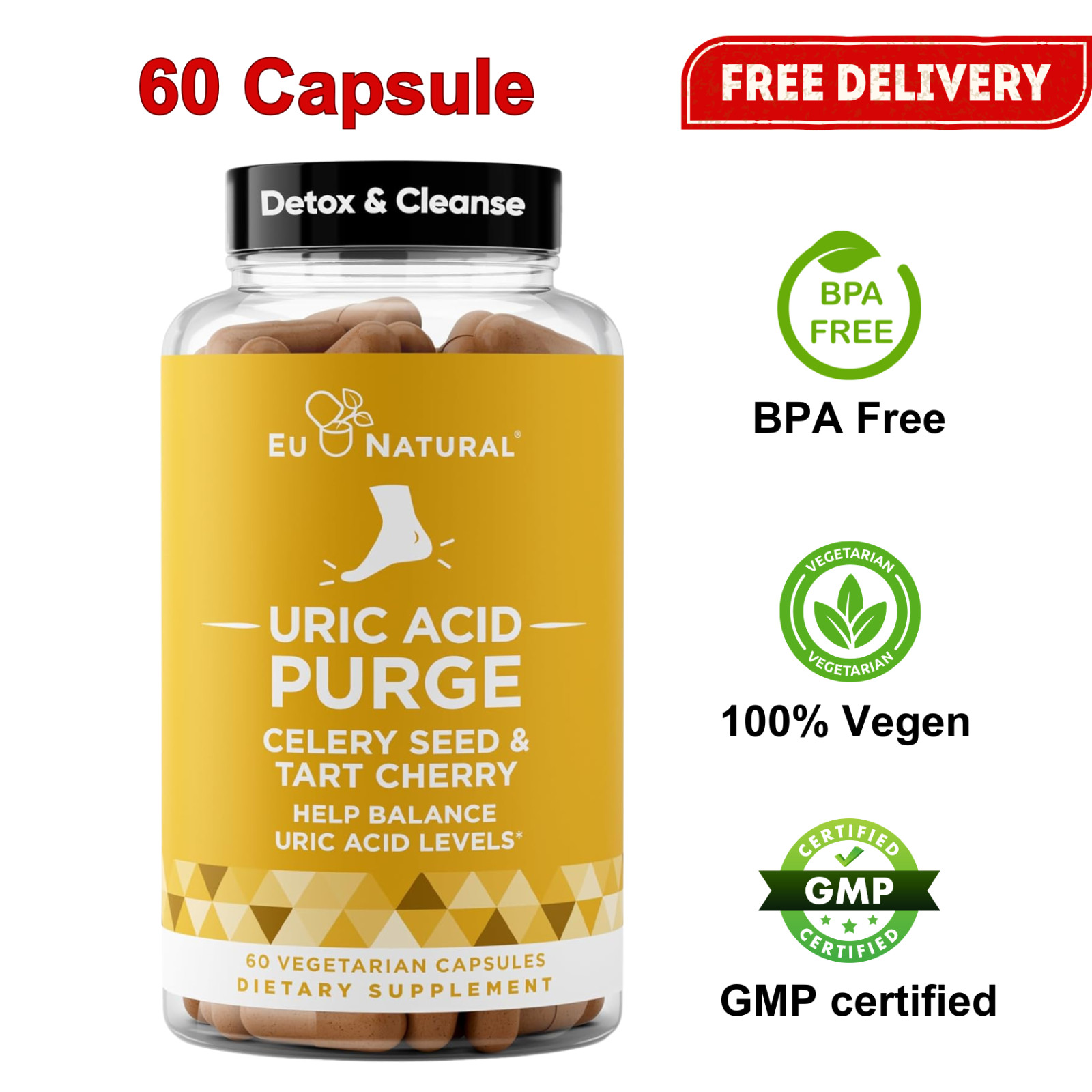 Purge Uric Acid Flush Detox Cleanse Joint Support & Active Mobility Tart Cherry