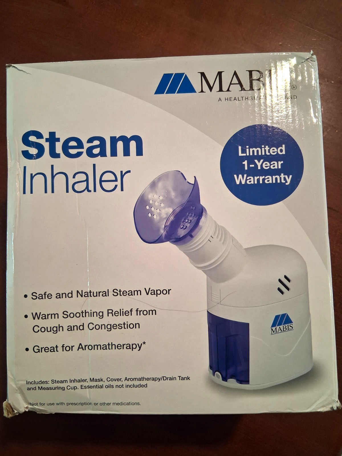MABIS Steam Inhaler w/ Soft Flexible Mask, Essential Oils, Variable Control