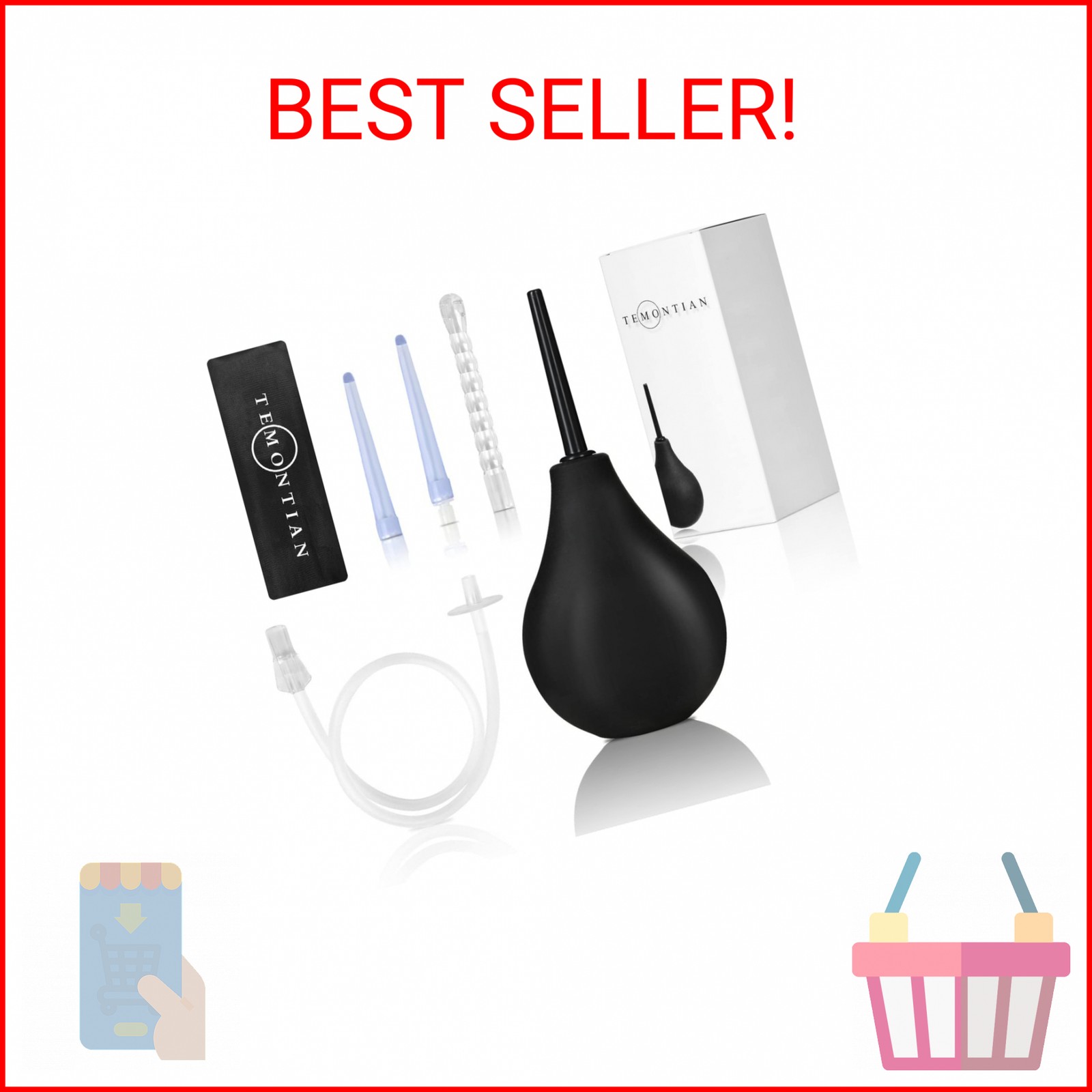 TEMONTIAN Enema Bulb Kit , Anal Douche for Men Women Beginners,Enima Vaginal Cle