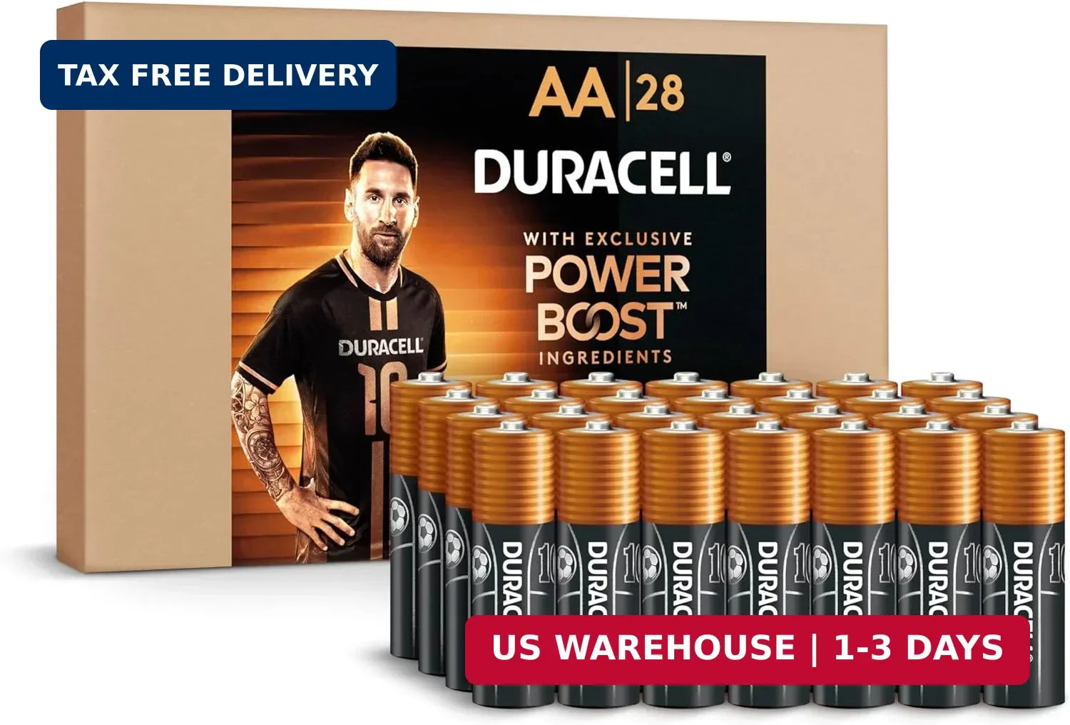 x Messi Coppertop AA Batteries, 28 Count, Limited Edition
