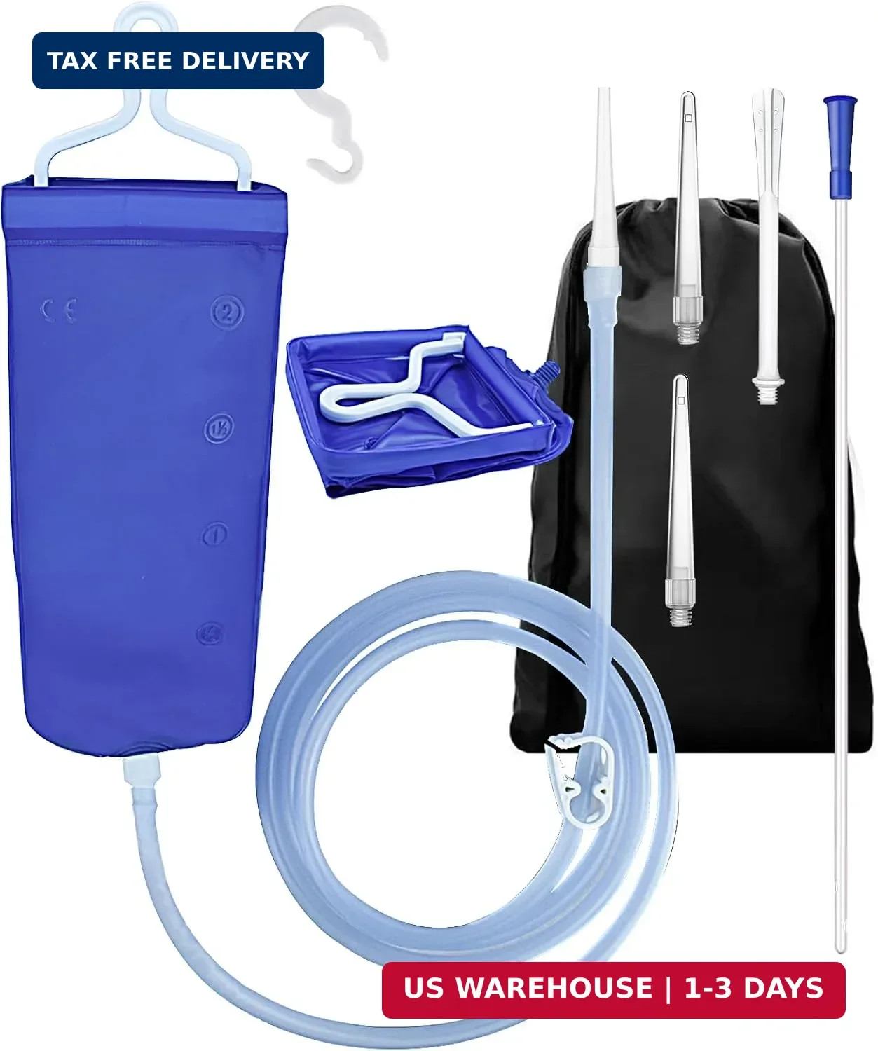 2L Enema Kit Colon Cleansing Irrigation Bag Set Silicone Enema Tubing Hose Tube
