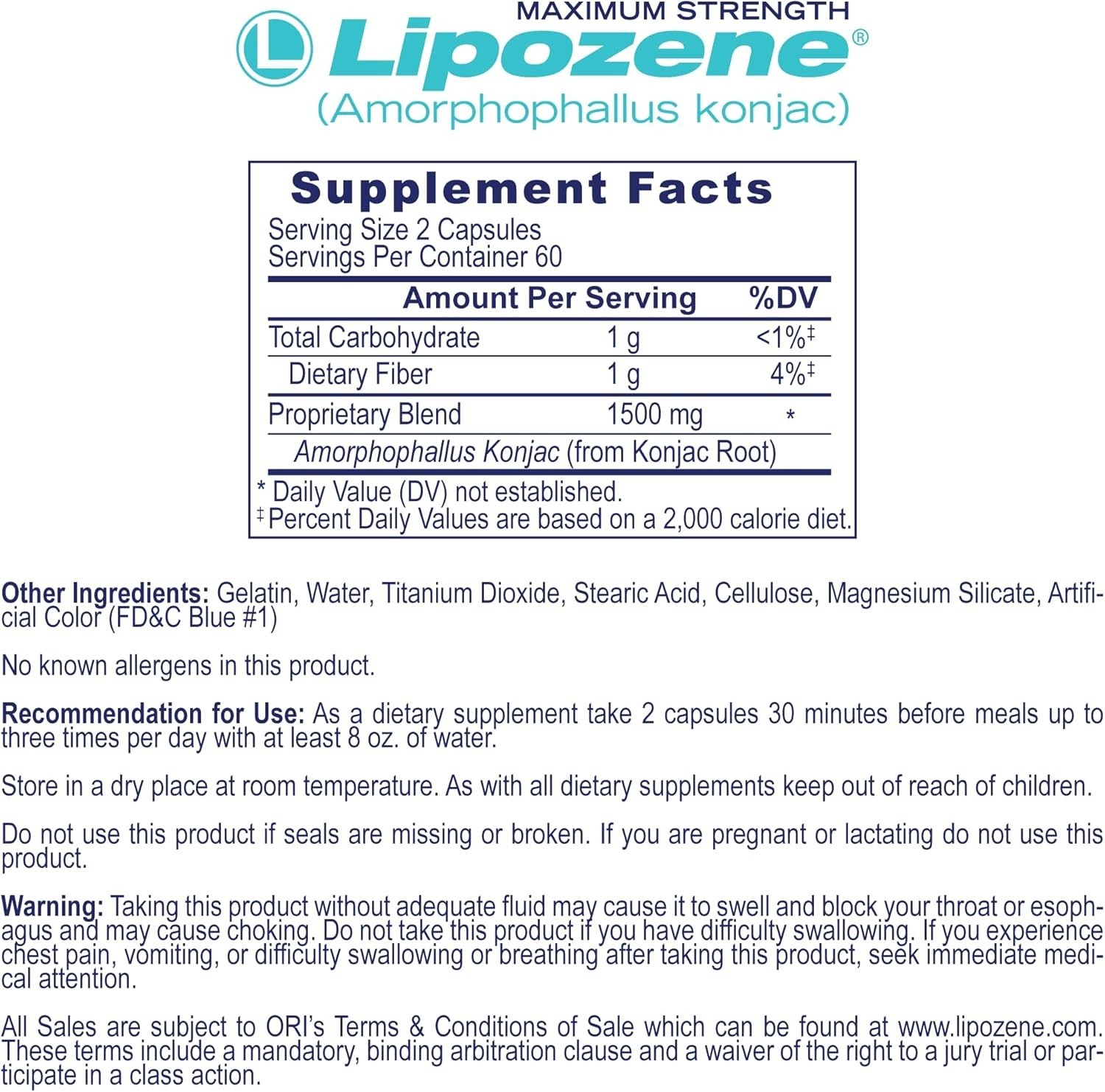 Weight Management Support – Lipozene Mega 120 Capsules Appetite Suppressant