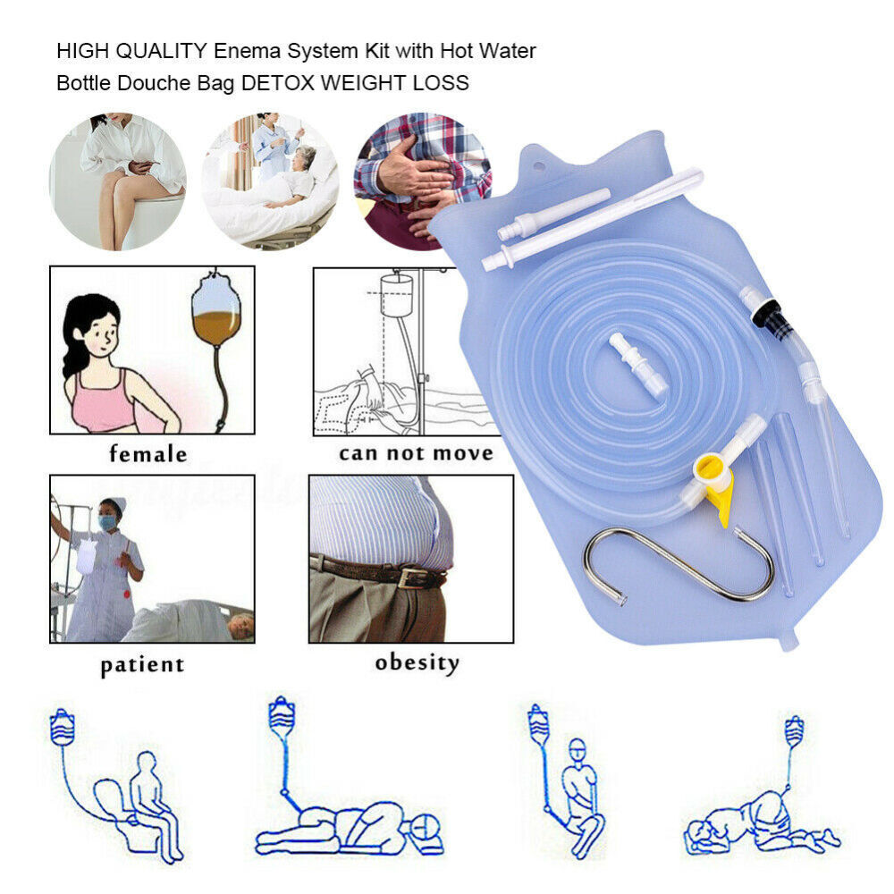 Enema Bag Kit Non-Toxic Silicone Tip,Bag & Detox Home Comfortable Colon Cleanse