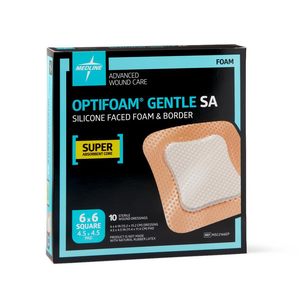 Optifoam Gentle Silicone-Faced Foam Dressing, 6″ x 6″, Case