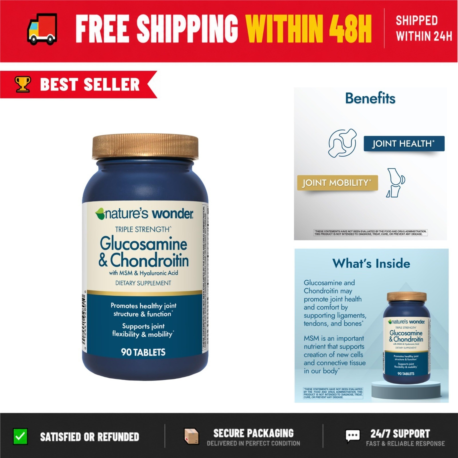 Nature’s Wonder Glucosamine Chondroitin MSM Tablets – Joint Health Support