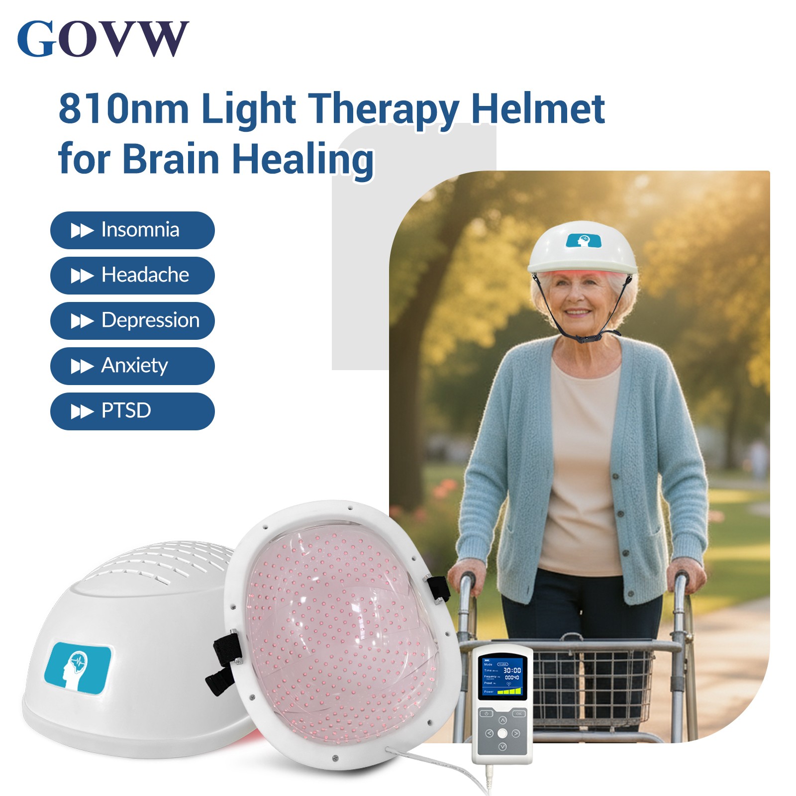 810nm Infrared Red Light Therapy Device for Boost Focus, Mood, Brain Blood Flow