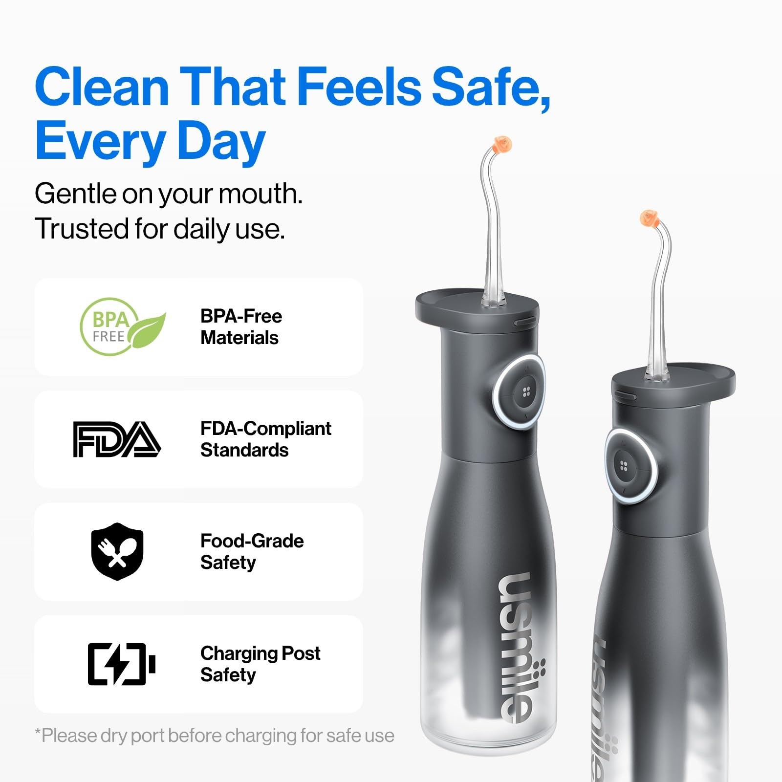 Cordless Water Flosser 300ml IPX7 Waterproof USB C Rechargeable usmile C30