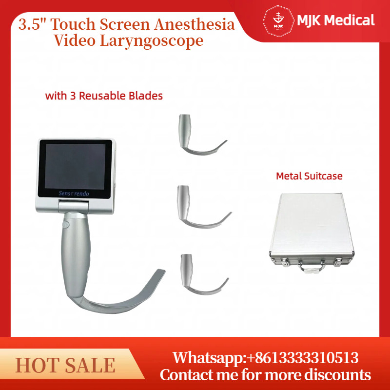 3.5″ Touch Screen Anesthesia Video Laryngoscope w/ 3 Reusable Blades &Suitcase