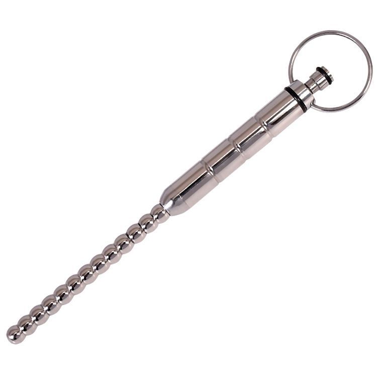 Beaded Ball Vibration Sound, Surgical Steel 6 Inches Male Urethral Ribbed Plug