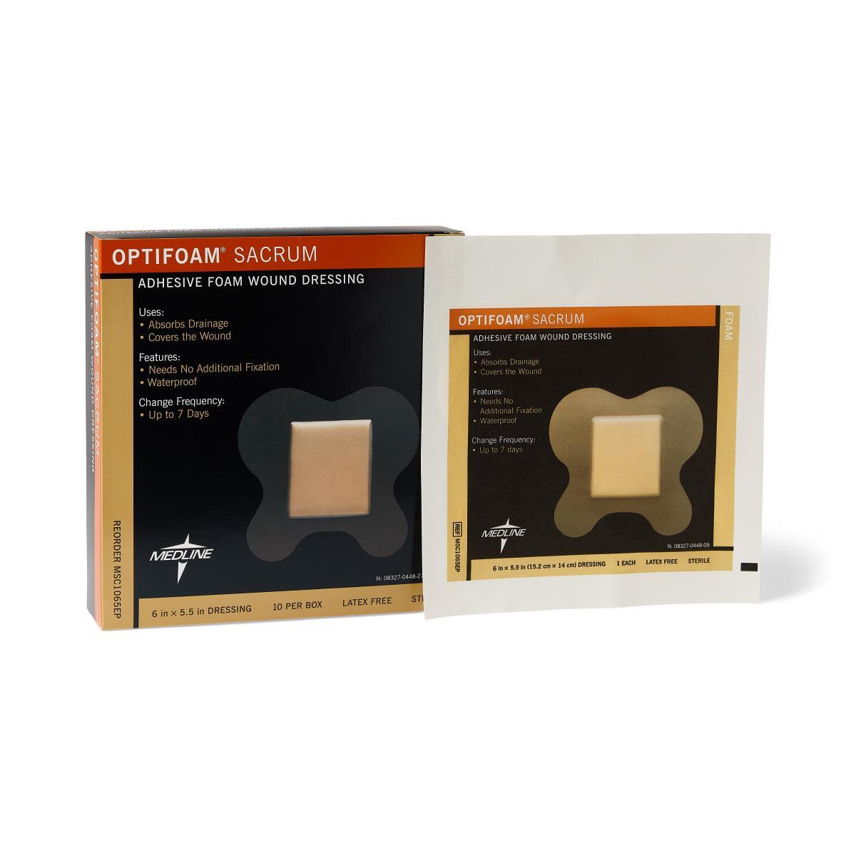 Optifoam Sacrum Adhesive Foam Wound Dressing, 6.1″ x 5.5″, Case of 100