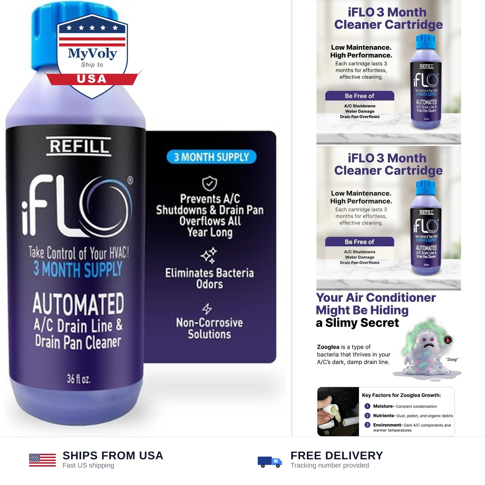 iFLO® Smart A/C Drain Line Cleaner and Drain Pan Cleaner Cartridge, Fast-Acti…