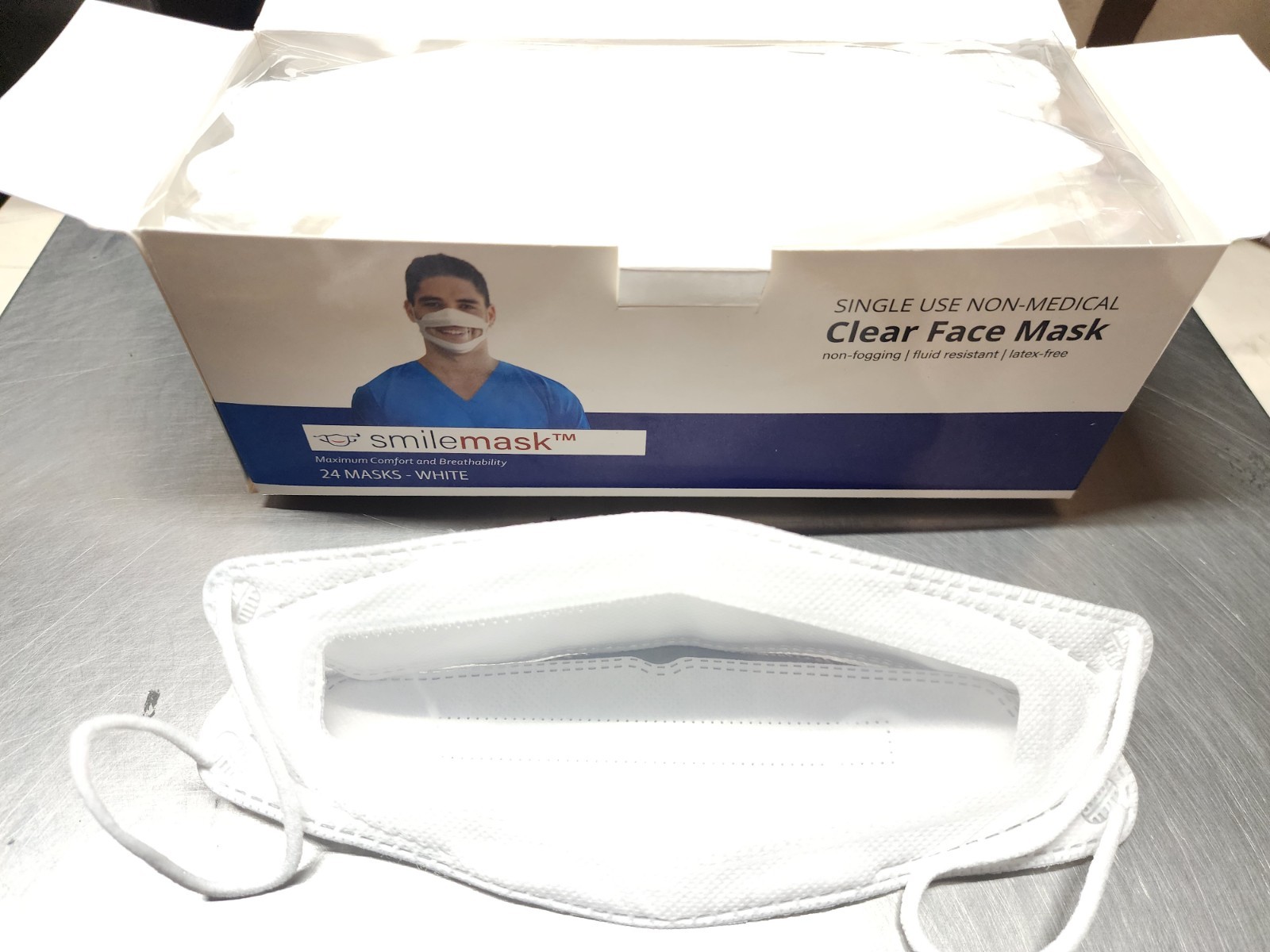 White Transparent Face Mask/Non-Medical/Non-Toxic/Latex-free/Non-fogging/»As-Is»