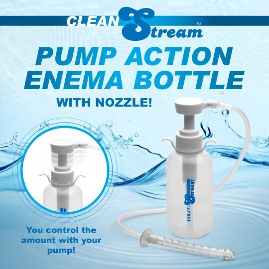Pump Action Enema Bottle with Nozzle Douche CleanStream Silicone Polyethylene NR