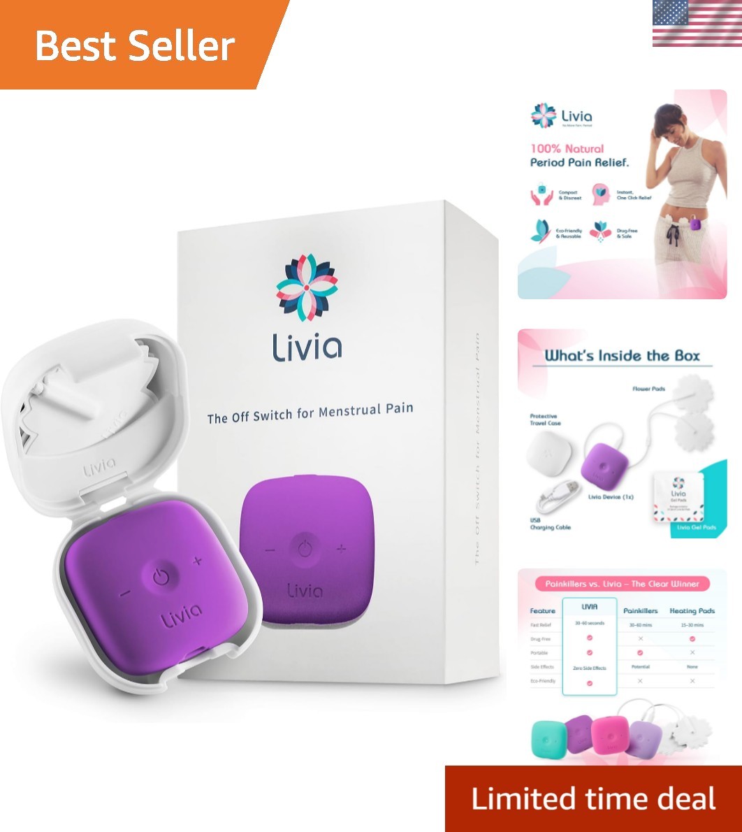 Menstrual Pain Relief Device, – Off-Switch for Period Pain – Portable & Discr…
