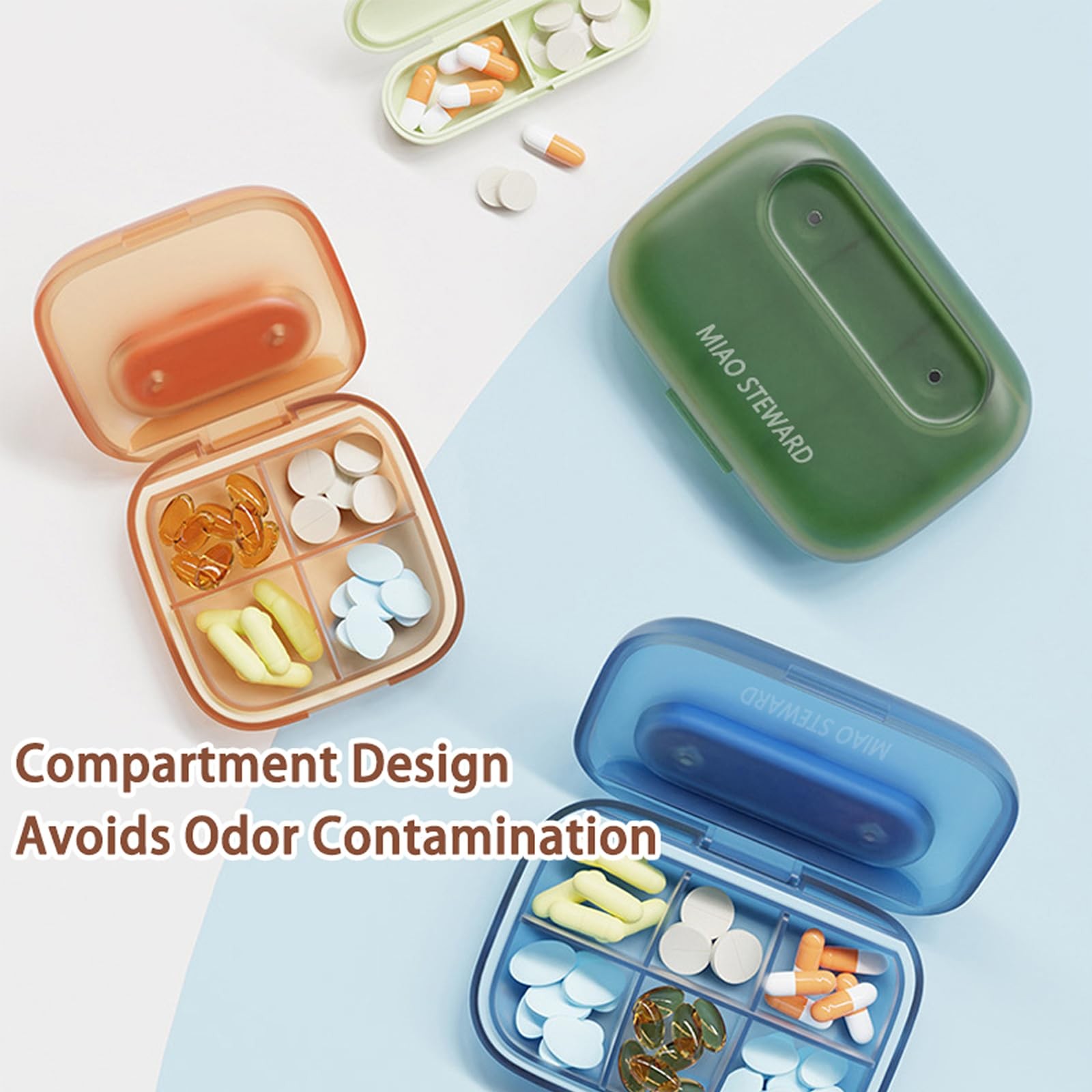 Miao Steward Portable 6-Grid Pill Organizer Waterproof Magnetic Small Black