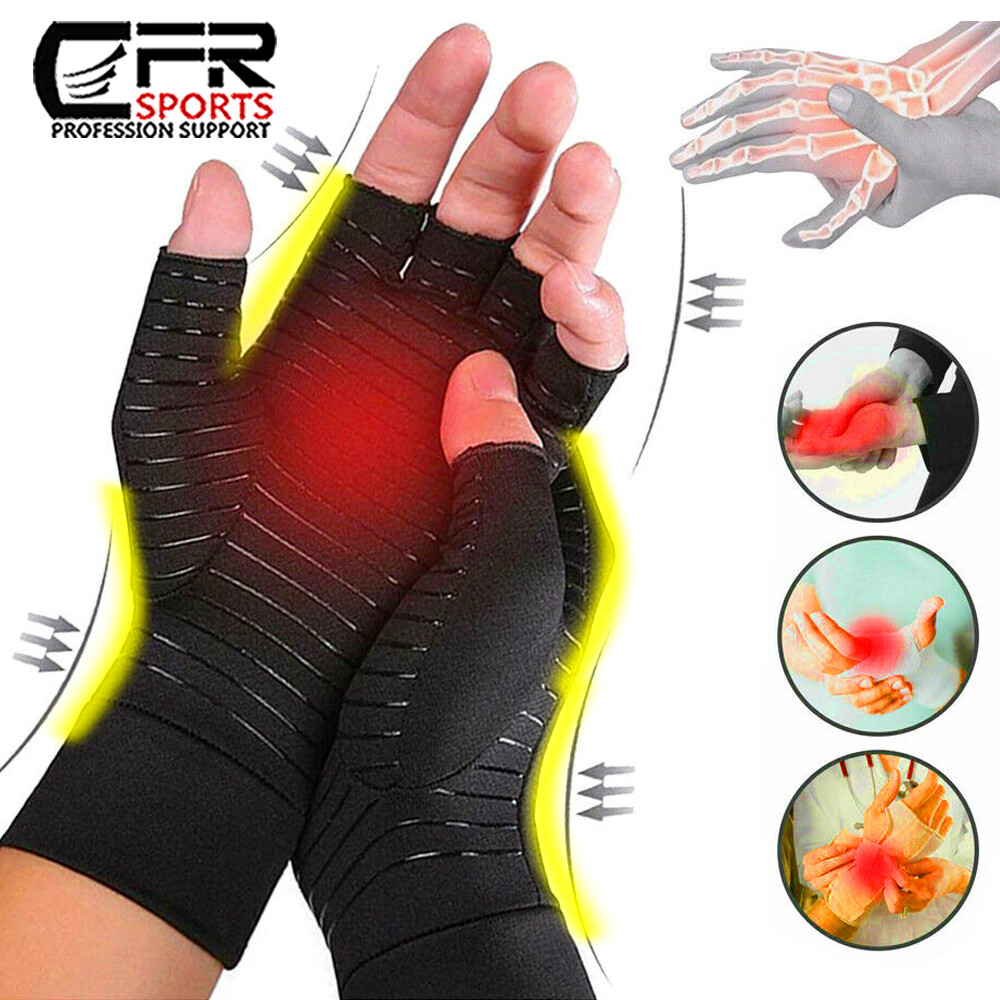 Copper Compression Gloves Arthritis Gym Carpal Tunnel Hand Wrist Braces Support