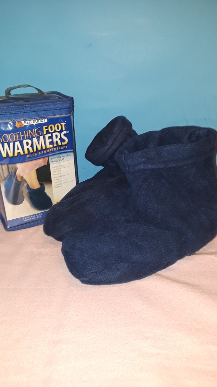 Bed Buddy Soothing Foot Warmers w/ Aromatherpy Slippers Blue Moist Heat Carex