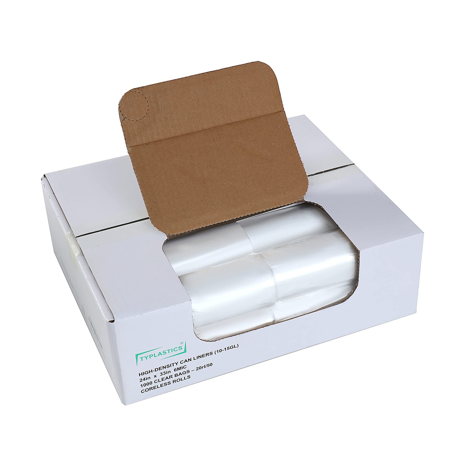 TYPLASTICS Trash Can Liners – Wholesale 1000 1 Count (Pack of 1000), Clear