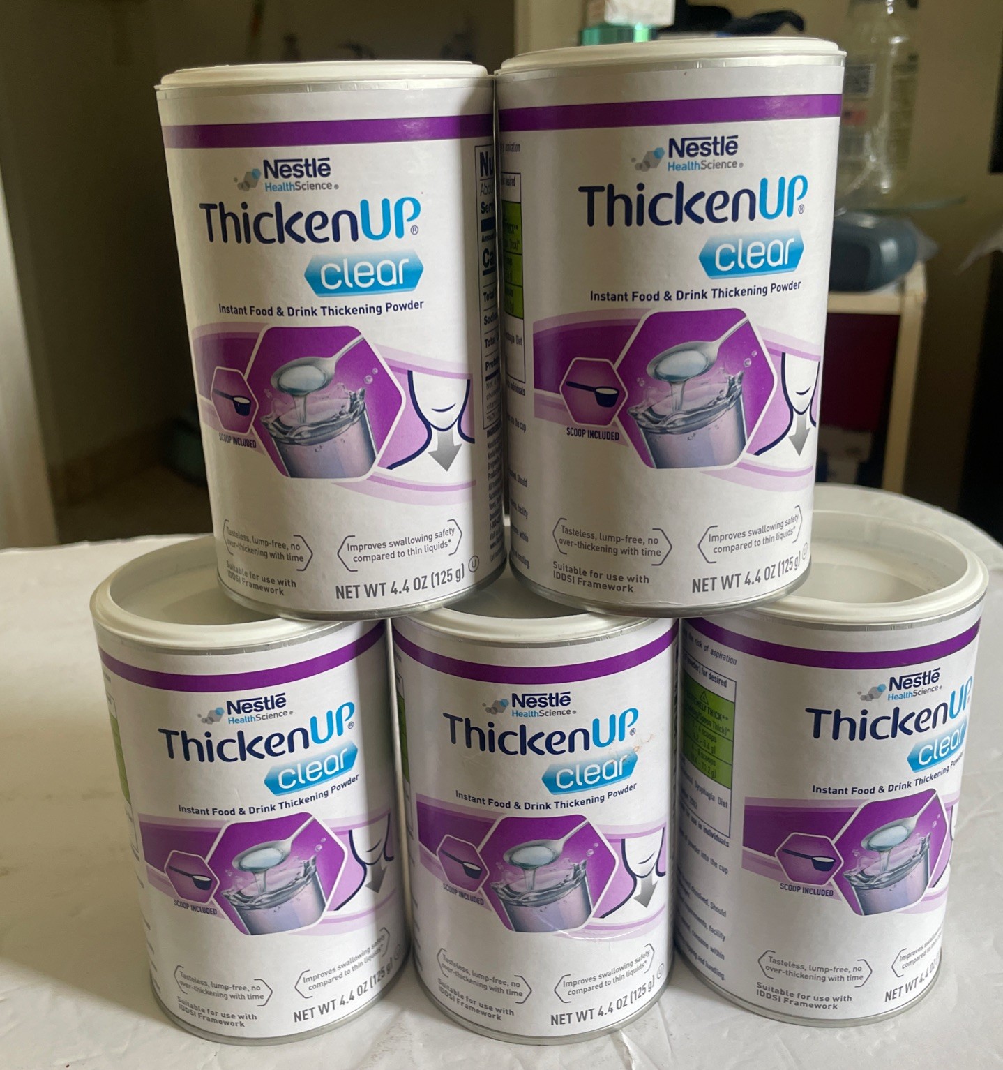 NEW Lot of 5 Nestle Resource ThickenUp Clear Powder 4.4oz canisters, BB 07/2027