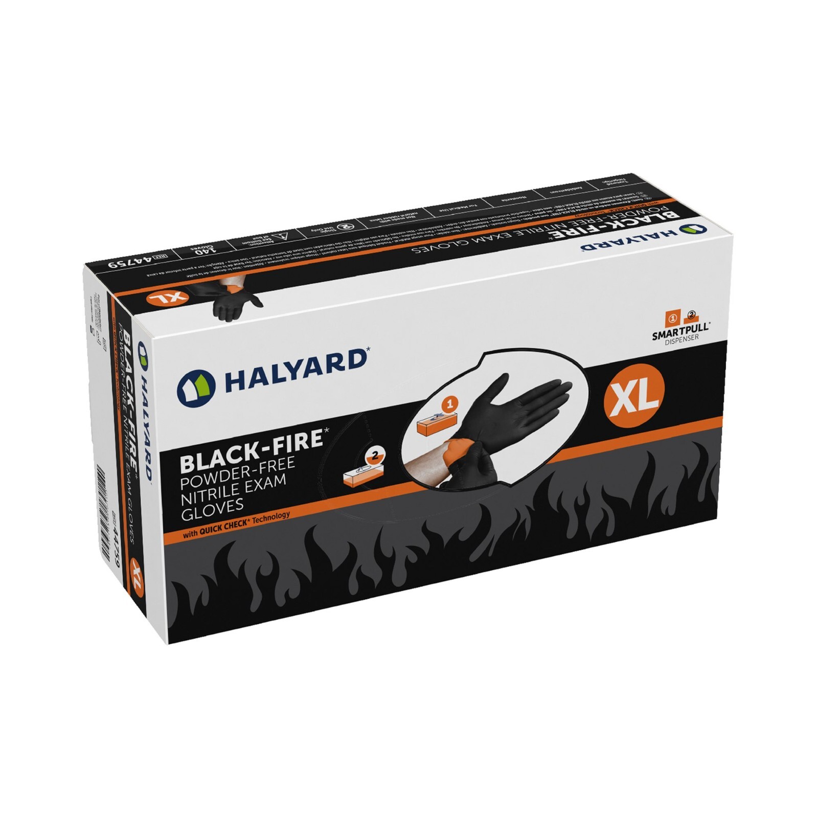 Halyard Black-Fire 44759 X-Large Nitrile Exam Gloves 1500/Case